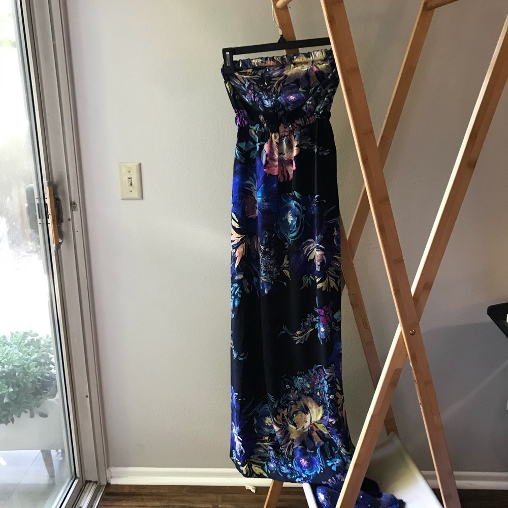 Strapless Flower Maxi Dress